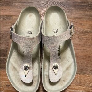Birkenstock Sandals in Metallic Beige